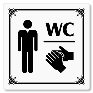 WC muži, 80x80mm, bílá, Nebraska